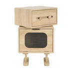 Table de chevet robot pivotante créative avec rangement, finition naturelle