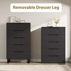 Commode de chambre à 5 tiroirs, commode haute de 128 cm, tiroirs verticaux autoportants avec rangement, armoire en bois pour salon, couloir, entrée