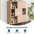 Buffet mi-siècle moderne avec portes, meuble de rangement en bois à 3 niveaux pour salon et salle à manger