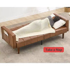 75 Canapé-lit futon de style moderne du milieu du siècle, causeuse convertible en similicuir avec dossier réglable et poches latérales pour salon et chambre à coucher