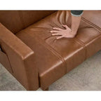 75 Canapé-lit futon de style moderne du milieu du siècle, causeuse convertible en similicuir avec dossier réglable et poches latérales pour salon et chambre à coucher
