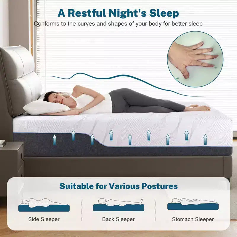 Matelas en mousse à mémoire de forme Dyonery, taille Twin XL, rafraîchissant haut de gamme, thé vert/gel