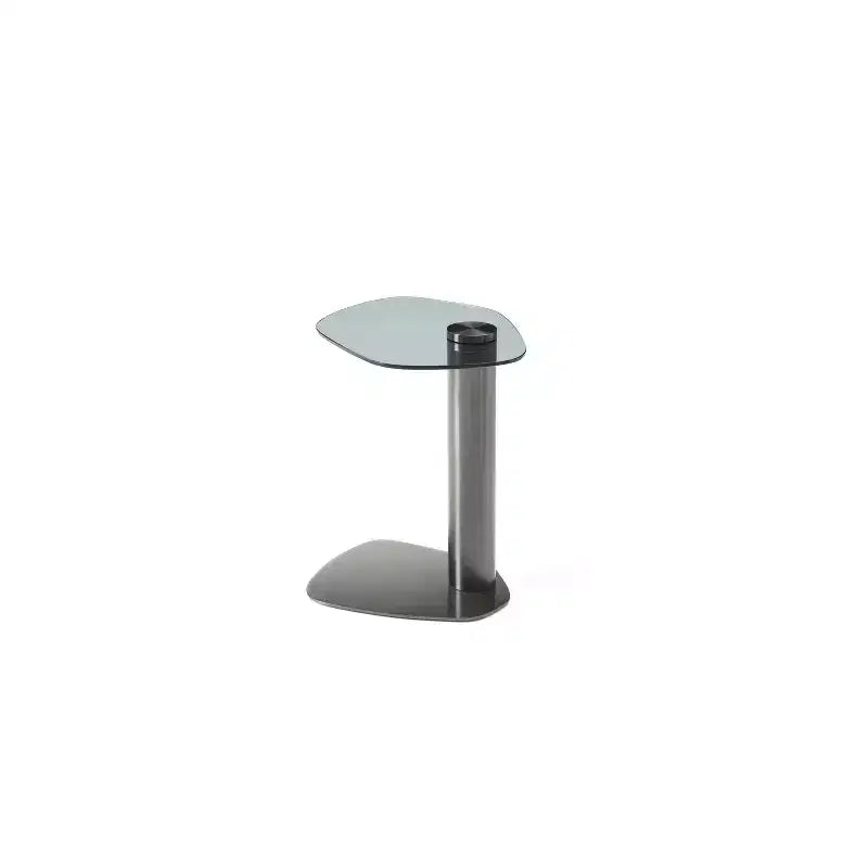HomeStock Table d'appoint ronde de 15 po de hauteur en acier inoxydable, couleur grise, 1 pièce