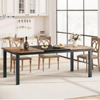 COZONY 78,7 Grande Table à Manger Rectangulaire pour 6 à 8 Personnes, Table de Cuisine Industrielle en Bois avec Cadre Métallique Robuste pour Salle à Manger, Restaurant (Sans Chaises)