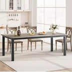 COZONY 78,7 Grande Table à Manger Rectangulaire pour 6 à 8 Personnes, Table de Cuisine Industrielle en Bois avec Cadre Métallique Robuste pour Salle à Manger, Restaurant (Sans Chaises)
