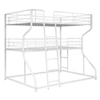 Lit superposé triple Okak double sur grand lit, lits superposés robustes pour enfants avec 2 échelles, cadres de lit pour chambre à coucher, dortoir
