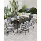 Outdoor Dining Chairs Set of 4, All-Weather Patio Armchairs with Cushions and Hand-Woven Rattan