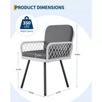 Lot de 4 chaises de salle à manger d'extérieur, fauteuils de patio tout temps avec coussins et rotin tressé à la main