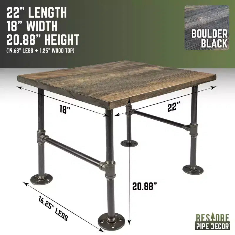 Table d'appoint RESTORE Boulder en bois massif noir par Pipe Decor