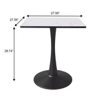 Table à manger carrée LeisureMod Bristol avec plateau en MDF et piètement colonne en acier noir pour cuisine et salle à manger modernes