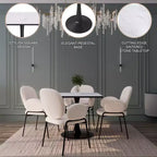 Table à manger carrée LeisureMod Bristol avec plateau en MDF et piètement colonne en acier noir pour cuisine et salle à manger modernes