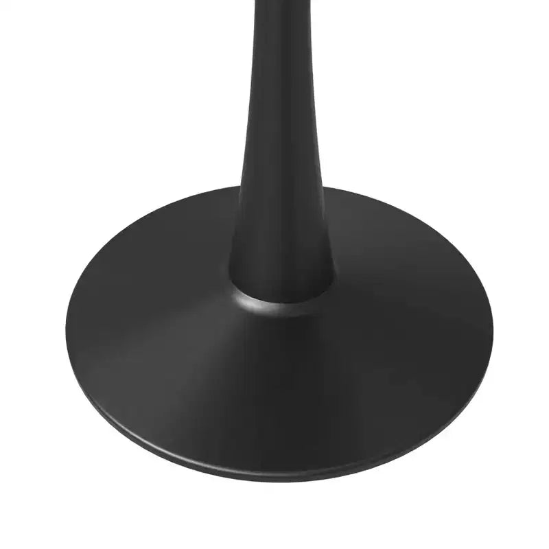 Table à manger carrée LeisureMod Bristol avec plateau en MDF et piètement colonne en acier noir pour cuisine et salle à manger modernes