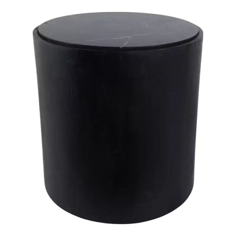 Table d'appoint moderne en pierre et bois de manguier avec élégant plateau en marbre, design rond contemporain, base en bois massif durable pour une décoration intérieure élégante