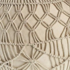 HomeRoots Pouf Ottomane ronde géométrique touffetée en coton crème de 20 pouces