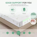 Matelas en mousse à mémoire de forme 8 à 10 pouces en boîte, mousse gel de fermeté moyenne avec housse en bambou rafraîchissante, sans fibre de verre, certifié CertiPUR-US