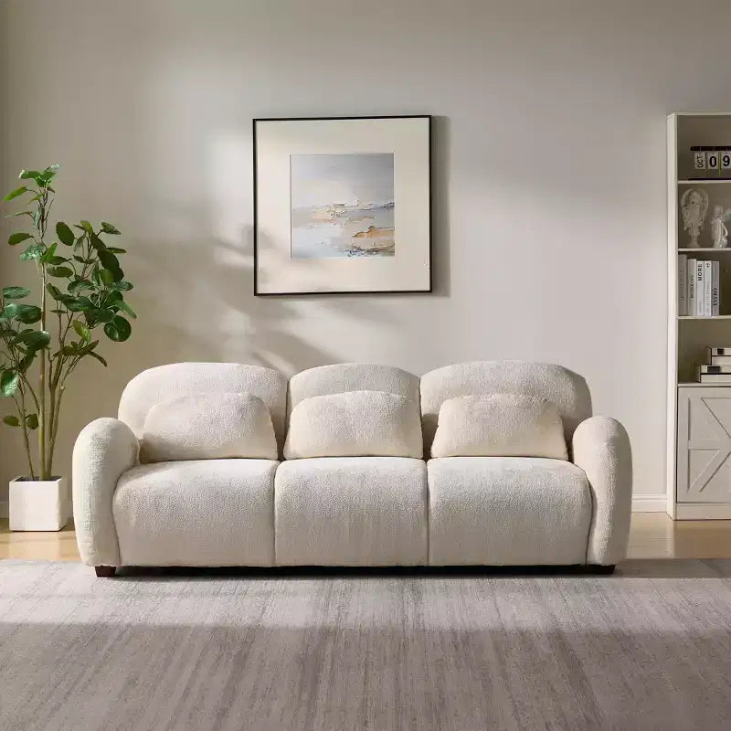 Christopher Knight Home Dorian 78'' Modern 3-Seater Rubberwood Upholstered Sofa with 3 Pillows