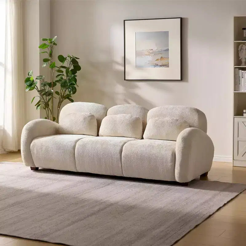 Canapé rembourré Christopher Knight Home Dorian 78" moderne 3 places en bois d'hévéa avec 3 oreillers