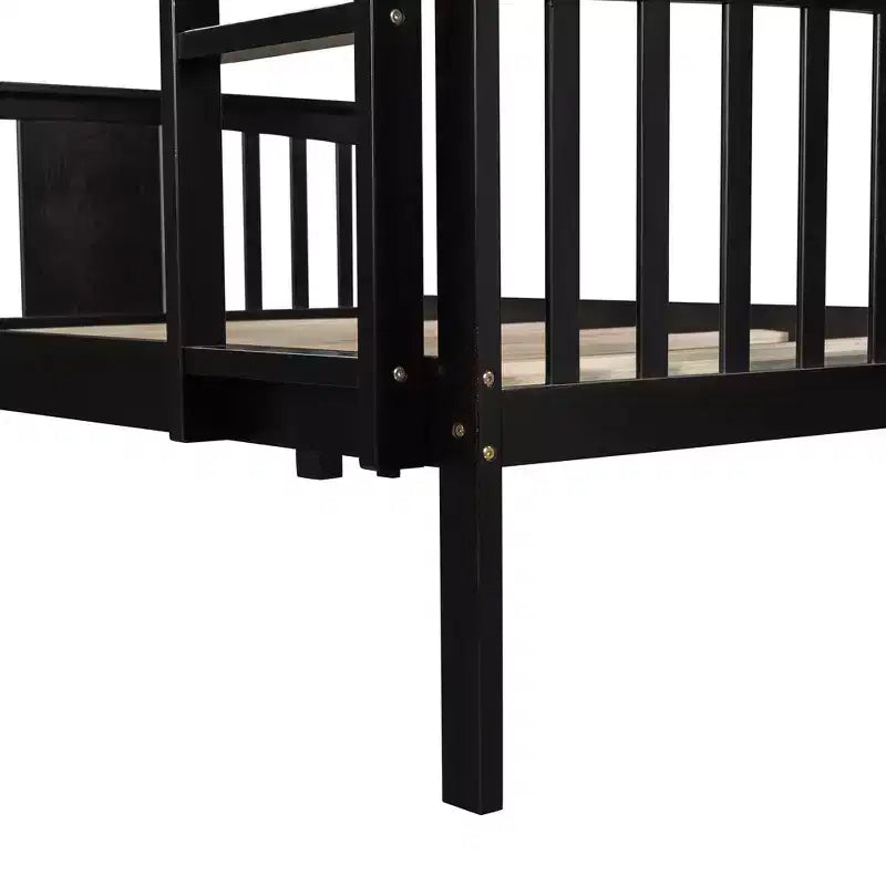 Lit superposé double sur double pour enfants, cadre de lit superposé double avec barrière de sécurité pour chambre à coucher ou dortoir