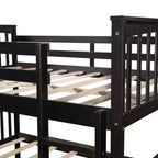 Lit superposé double sur double pour enfants, cadre de lit superposé double avec barrière de sécurité pour chambre à coucher ou dortoir
