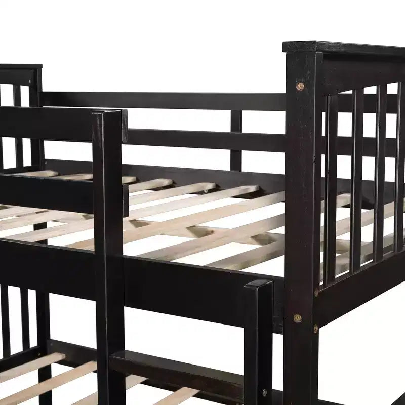 Lit superposé double sur double pour enfants, cadre de lit superposé double avec barrière de sécurité pour chambre à coucher ou dortoir