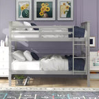 Lit superposé double sur double pour enfants, cadre de lit superposé double avec barrière de sécurité pour chambre à coucher ou dortoir