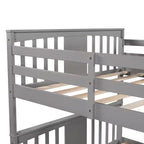 Lit superposé double sur double pour enfants, cadre de lit superposé double avec barrière de sécurité pour chambre à coucher ou dortoir