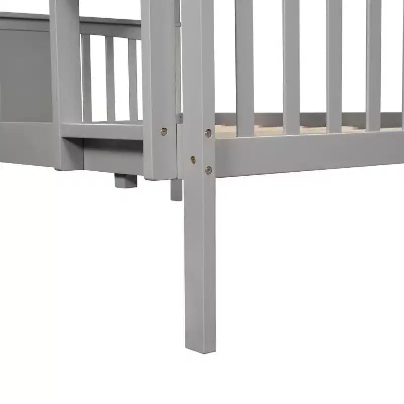 Lit superposé double sur double pour enfants, cadre de lit superposé double avec barrière de sécurité pour chambre à coucher ou dortoir