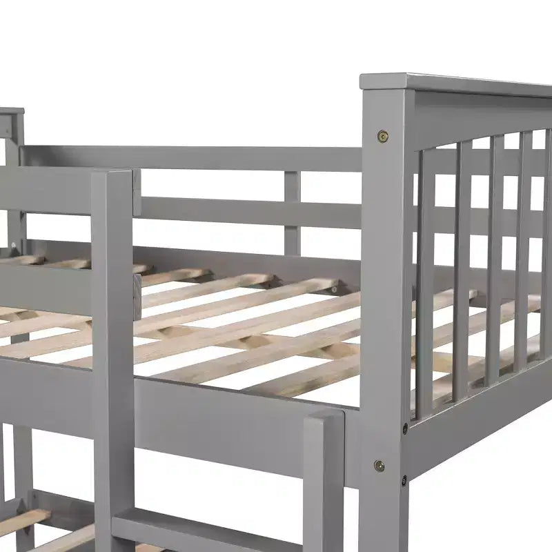 Lit superposé double sur double pour enfants, cadre de lit superposé double avec barrière de sécurité pour chambre à coucher ou dortoir