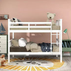 Lit superposé double sur double pour enfants, cadre de lit superposé double avec barrière de sécurité pour chambre à coucher ou dortoir