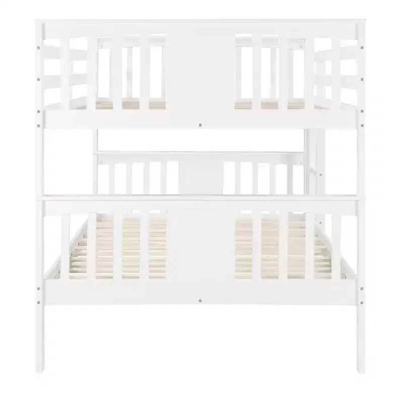 Lit superposé double sur double pour enfants, cadre de lit superposé double avec barrière de sécurité pour chambre à coucher ou dortoir