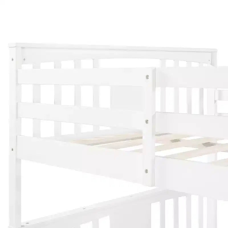 Lit superposé double sur double pour enfants, cadre de lit superposé double avec barrière de sécurité pour chambre à coucher ou dortoir