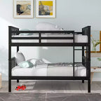 Lit superposé double sur double pour enfants, cadre de lit superposé double avec barrière de sécurité pour chambre à coucher ou dortoir