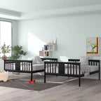 Lit superposé double sur double pour enfants, cadre de lit superposé double avec barrière de sécurité pour chambre à coucher ou dortoir