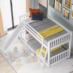 Lits superposés pour enfants, lit superposé jumeau sur jumeau avec toboggan convertible, cadre de lit superposé bas en bois pour tout-petits et adolescents