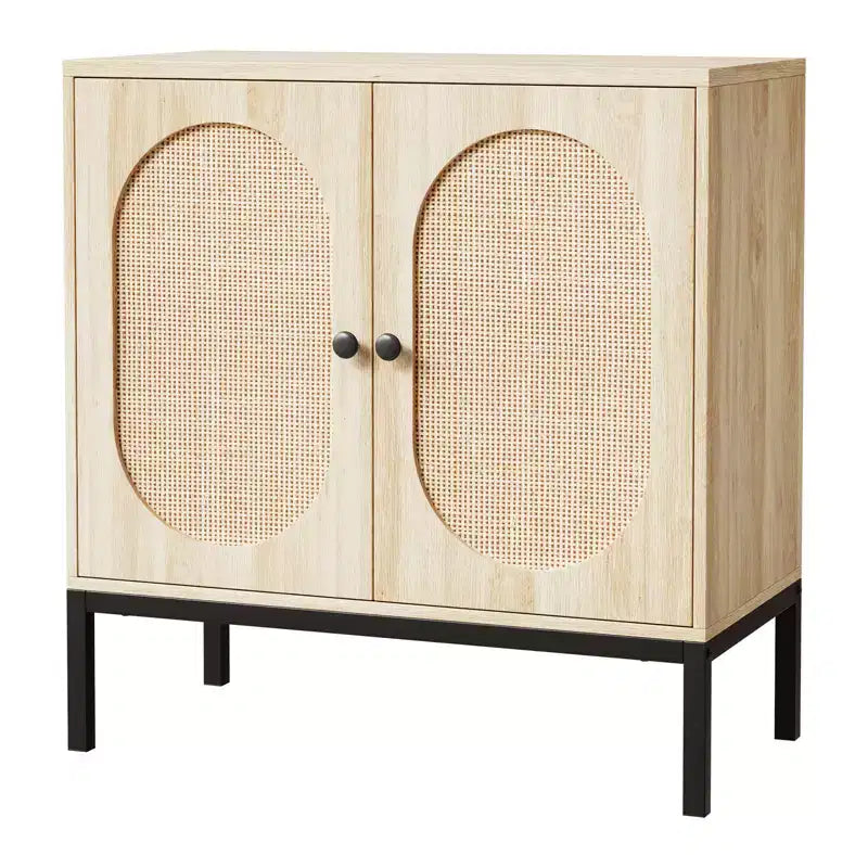 Buffet de 80 cm, Armoire de rangement en rotin avec étagères réglables, Buffet de cuisine pour salon, salle à manger, entrée