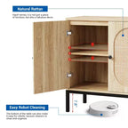 Buffet de 80 cm, Armoire de rangement en rotin avec étagères réglables, Buffet de cuisine pour salon, salle à manger, entrée