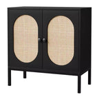 Buffet de 80 cm, Armoire de rangement en rotin avec étagères réglables, Buffet de cuisine pour salon, salle à manger, entrée