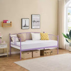 Lit de repos double en métal avec lit gigogne, cadre de lit de repos double avec lit gigogne extractible à 6 roulettes, support à lattes en acier pour canapé-lit d'appoint pour salon, chambre à coucher, appartement.