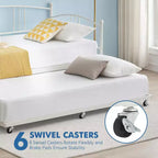 Lit de repos double en métal avec lit gigogne, cadre de lit de repos double avec lit gigogne extractible à 6 roulettes, support à lattes en acier pour canapé-lit d'appoint pour salon, chambre à coucher, appartement.