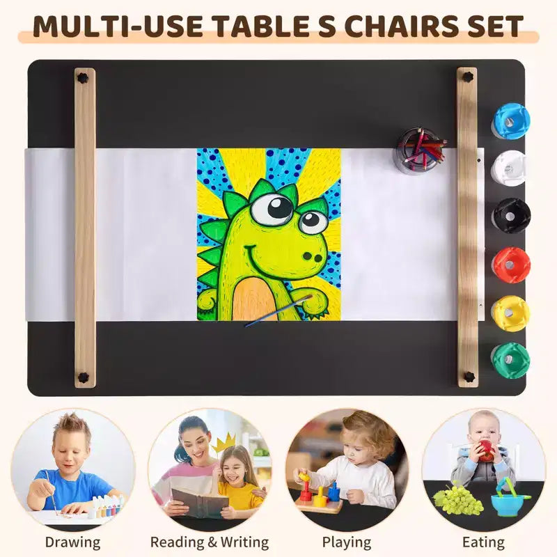Table et chaise d'art pour enfants 4 en 1 GustoWave, grand bureau de loisirs avec rangement portable pour fournitures artistiques, table d'activités et d'étude pour enfants