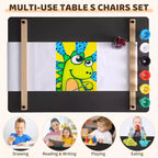 Table et chaise d'art pour enfants 4 en 1 GustoWave, grand bureau de loisirs avec rangement portable pour fournitures artistiques, table d'activités et d'étude pour enfants