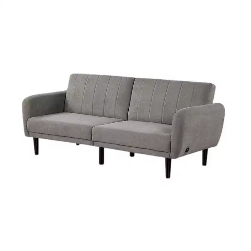 Canapé-lit futon pliant Royal Hampton, gris clair, dossier touffeté de style rétro