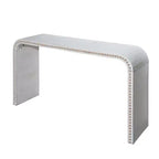 Okak 59IN Table d'entrée cascade avec perles en bois, console au design minimaliste, table d'appoint pour couloir, salon, blanc