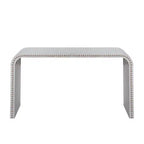Okak 59IN Table d'entrée cascade avec perles en bois, console au design minimaliste, table d'appoint pour couloir, salon, blanc