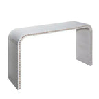 Okak 59IN Table d'entrée cascade avec perles en bois, console au design minimaliste, table d'appoint pour couloir, salon, blanc
