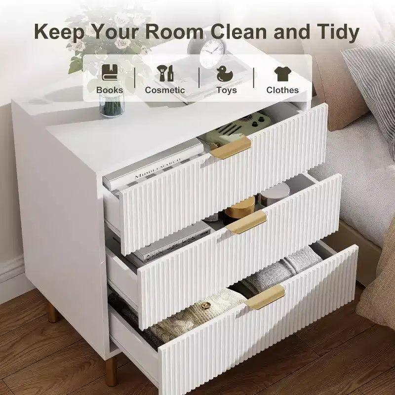 Commode à 3 tiroirs, commode de chambre moderne en bois avec tiroirs de rangement, meuble TV de style rustique pour salon, chambre, couloir