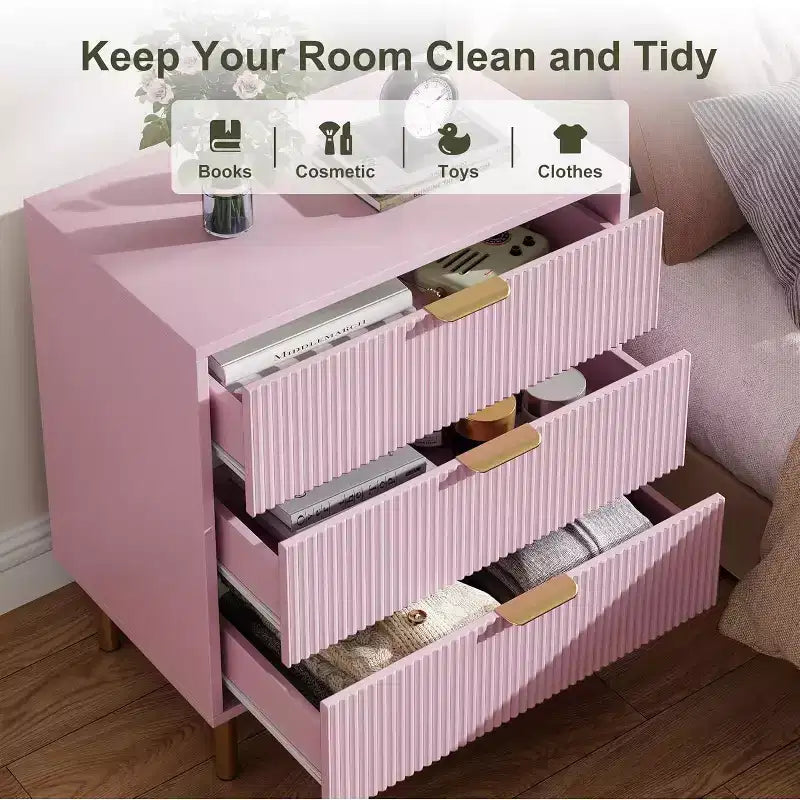 Commode à 3 tiroirs, commode de chambre moderne en bois avec tiroirs de rangement, meuble TV de style rustique pour salon, chambre, couloir