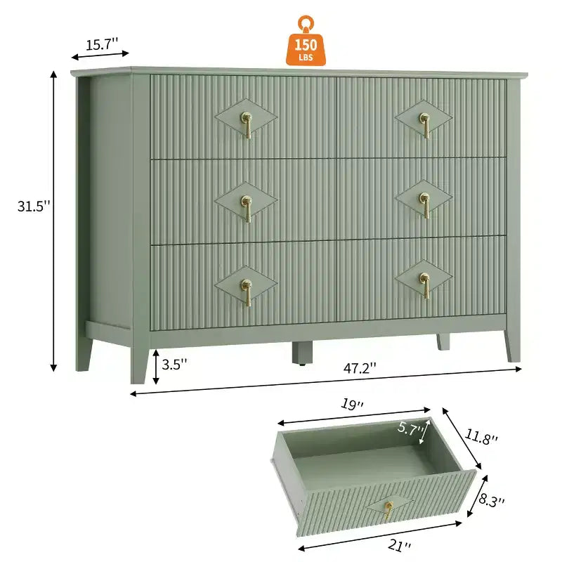 Commode à 6 tiroirs, commode de chambre moderne en bois avec tiroirs de rangement, meuble TV de style ferme pour salon, chambre à coucher, couloir