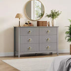 Commode à 6 tiroirs, commode de chambre moderne en bois avec tiroirs de rangement, meuble TV de style ferme pour salon, chambre à coucher, couloir
