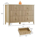 Commode à 6 tiroirs, commode de chambre moderne en bois avec tiroirs de rangement, meuble TV de style ferme pour salon, chambre à coucher, couloir